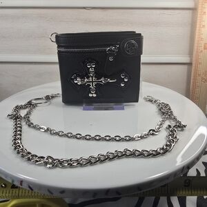 Black Wallet with Silver Chain
